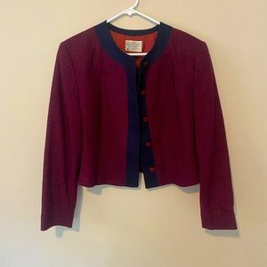 70s or 80s Vintage Miss Pendleton Wool Houndstooth Cropped Button Blazer